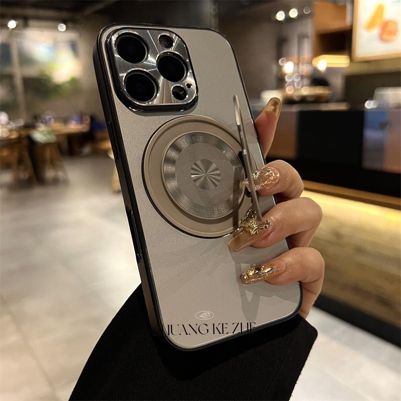 Metal Lens Protection Folding Damping Stand Case Cover for iPhone