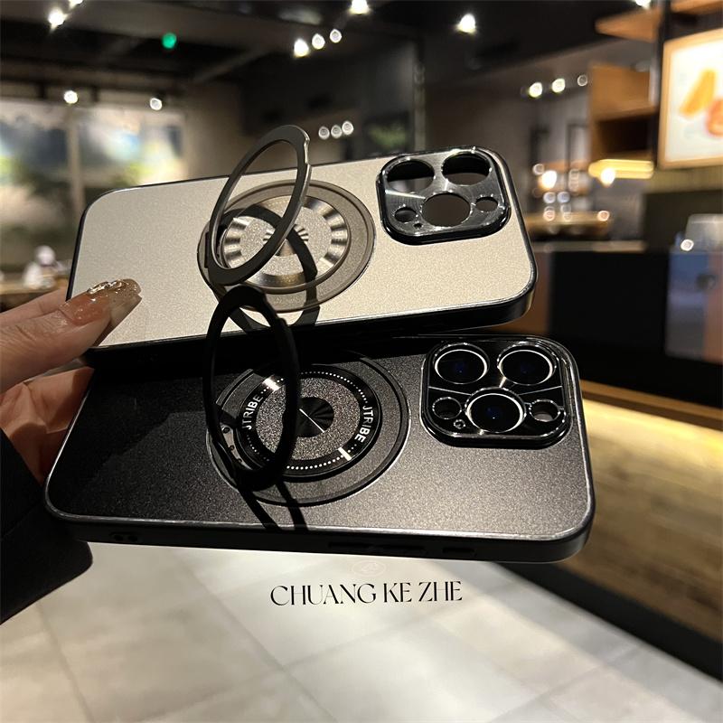 Metal Lens Protection Folding Damping Stand Case Cover for iPhone