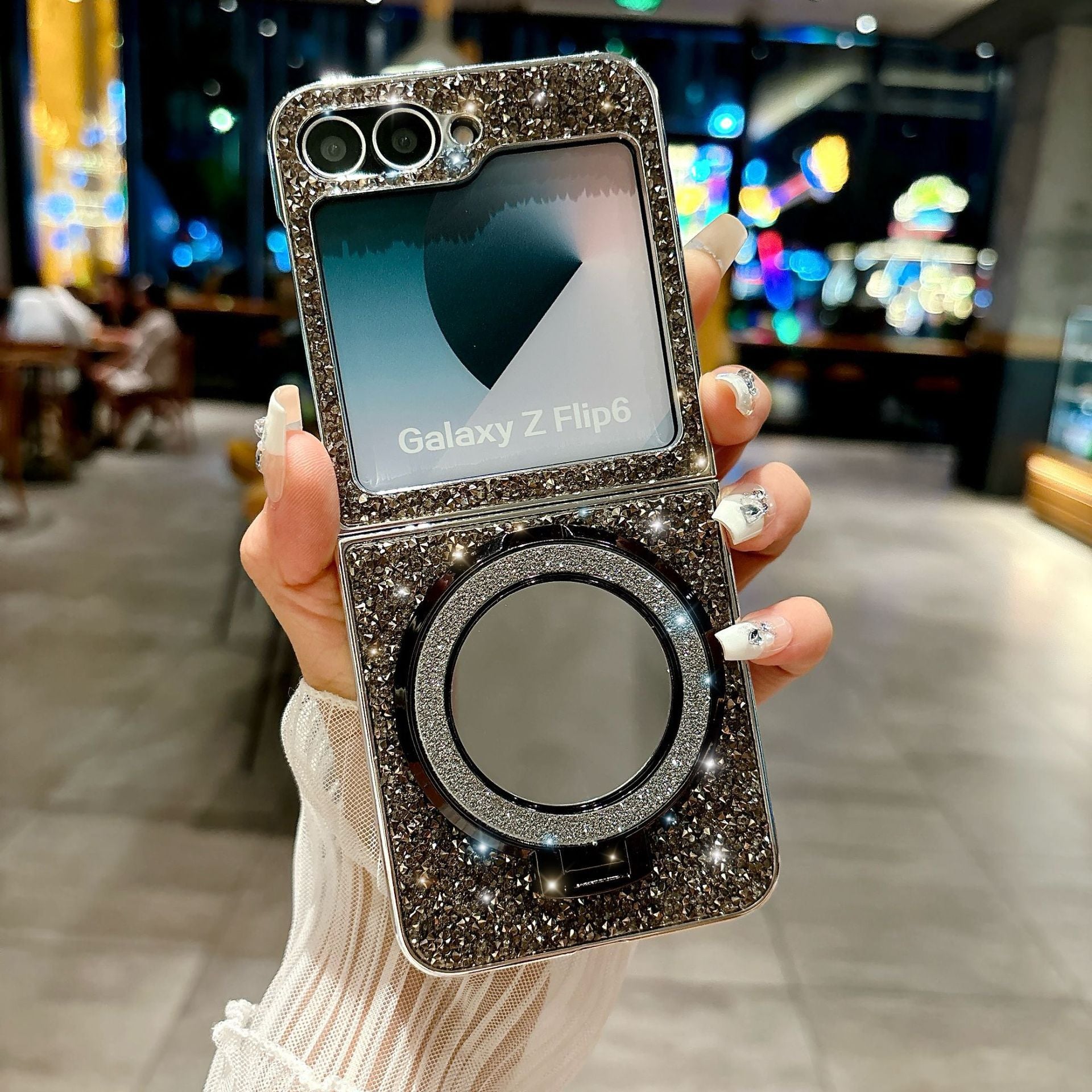 Folding Mirror Glitter Case Cover for Samsung Flip Series