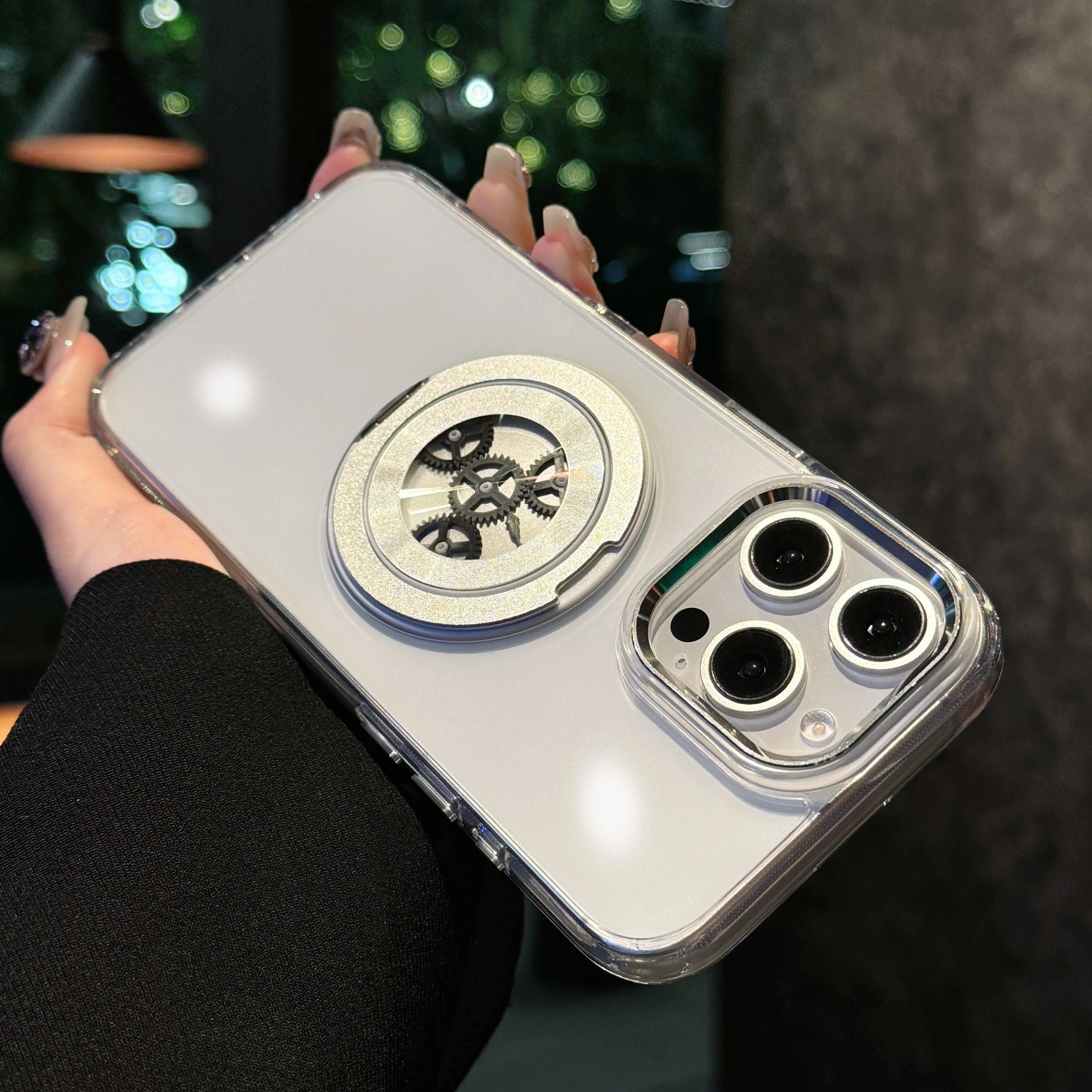 Mechanical Damping Ring Transparent Magnetic Case Cover for iPhone