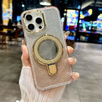 Equipped with Folding Stand and Make-up Mirror Glitter Case Cover for iPhone