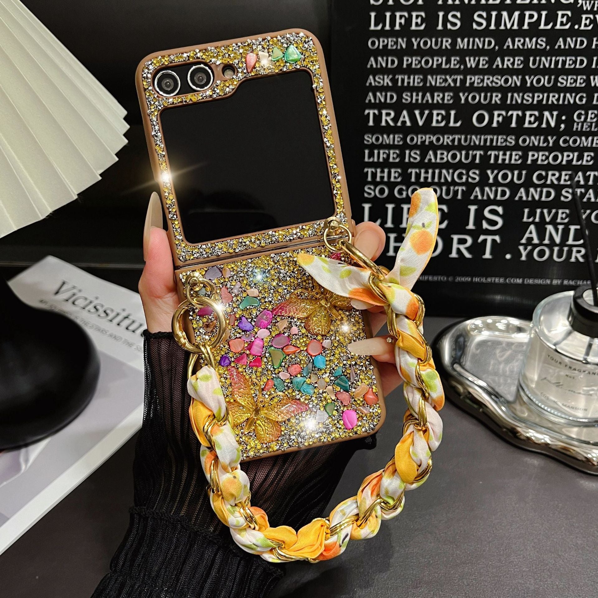 Rare Gemstone Decoration Case Cover for Samsung Flip Serie