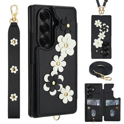 Leather Hand Strap Card Case Cover for Samsung Fold Series