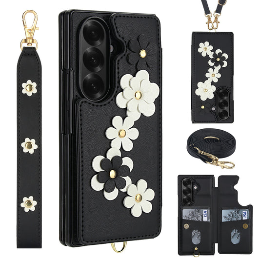 Leather Hand Strap Card Case Cover for Samsung Fold Series