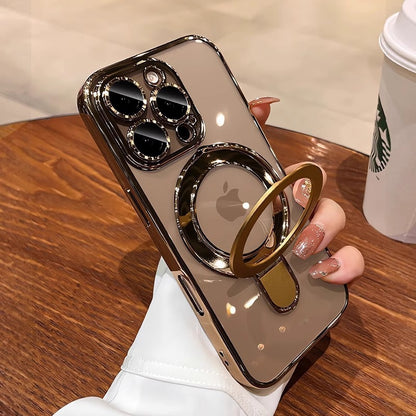 Electroplated Bezel Magnetic Folding Stand Case Cover for iPhone