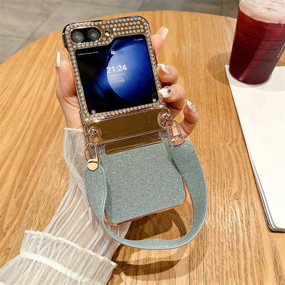 Stunning Glitter Hand Strap Case Cover for Samsung Flip Series