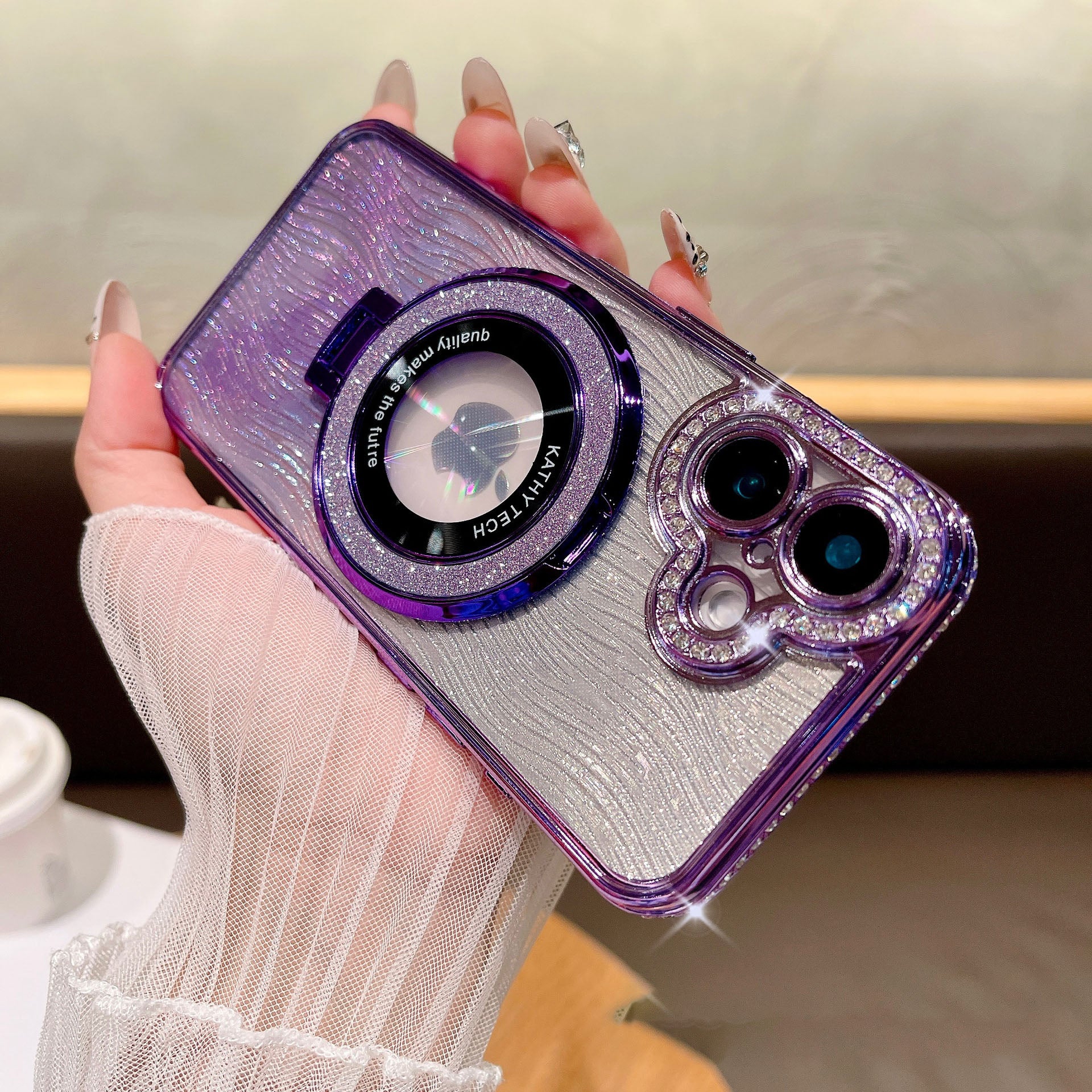 Dazzling Folding Bracket That Sparkles Case Cover for iPhone