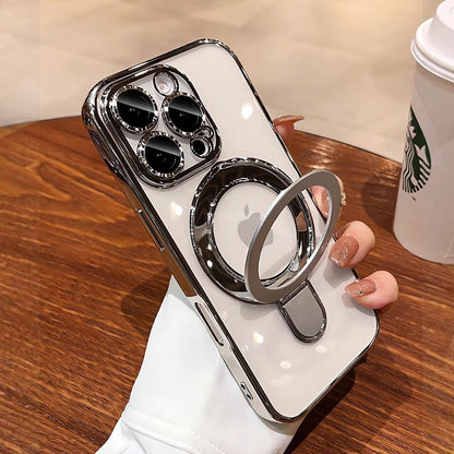 Electroplated Bezel Magnetic Folding Stand Case Cover for iPhone