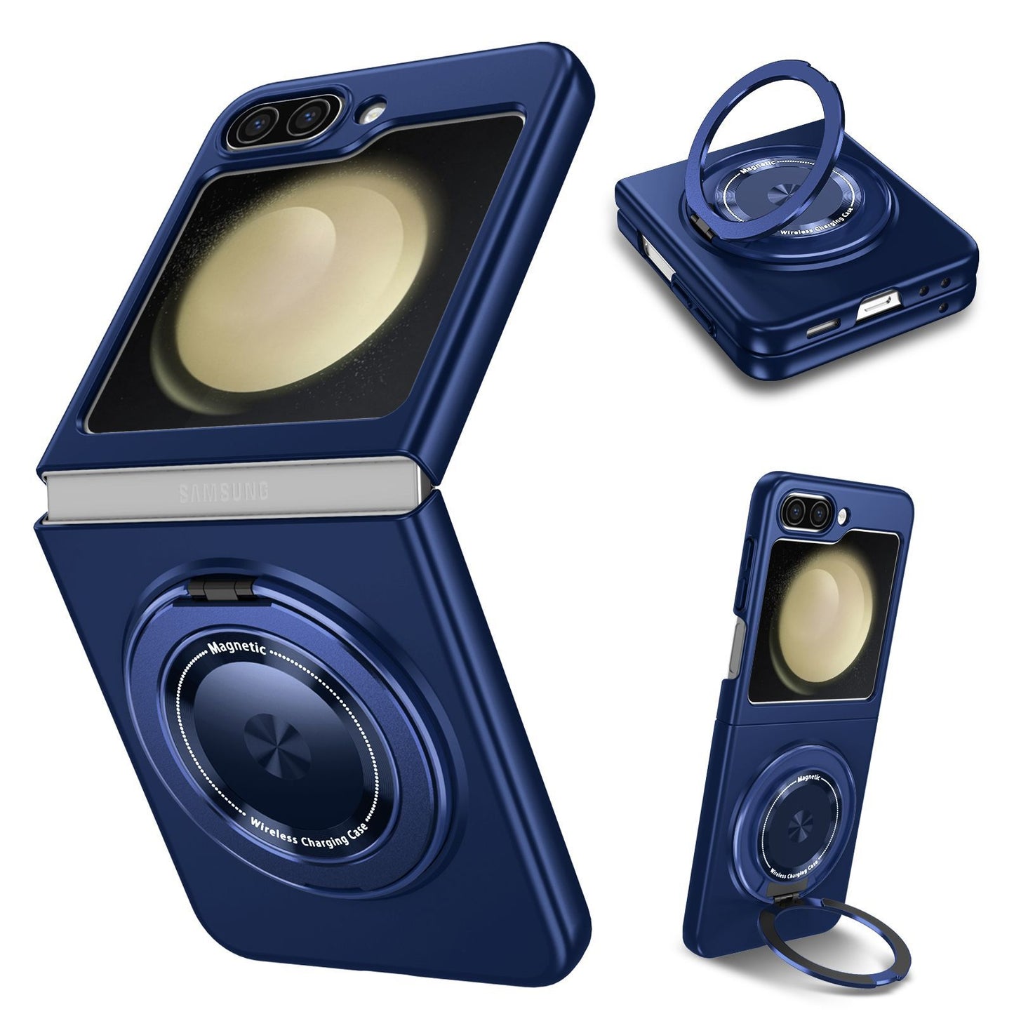 Strong Magnetic Suction Ring Holder Shell Case Cover for Samsung Flip Series