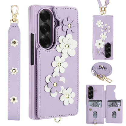 Leather Hand Strap Card Case Cover for Samsung Fold Series