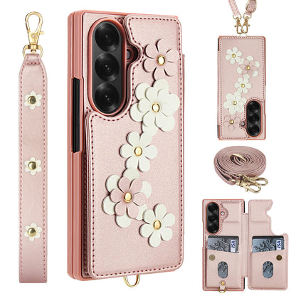 Leather Hand Strap Card Case Cover for Samsung Fold Series