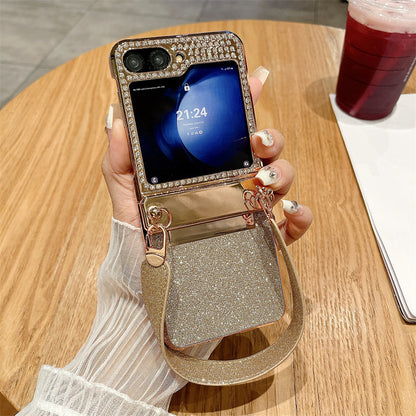 Stunning Glitter Hand Strap Case Cover for Samsung Flip Series