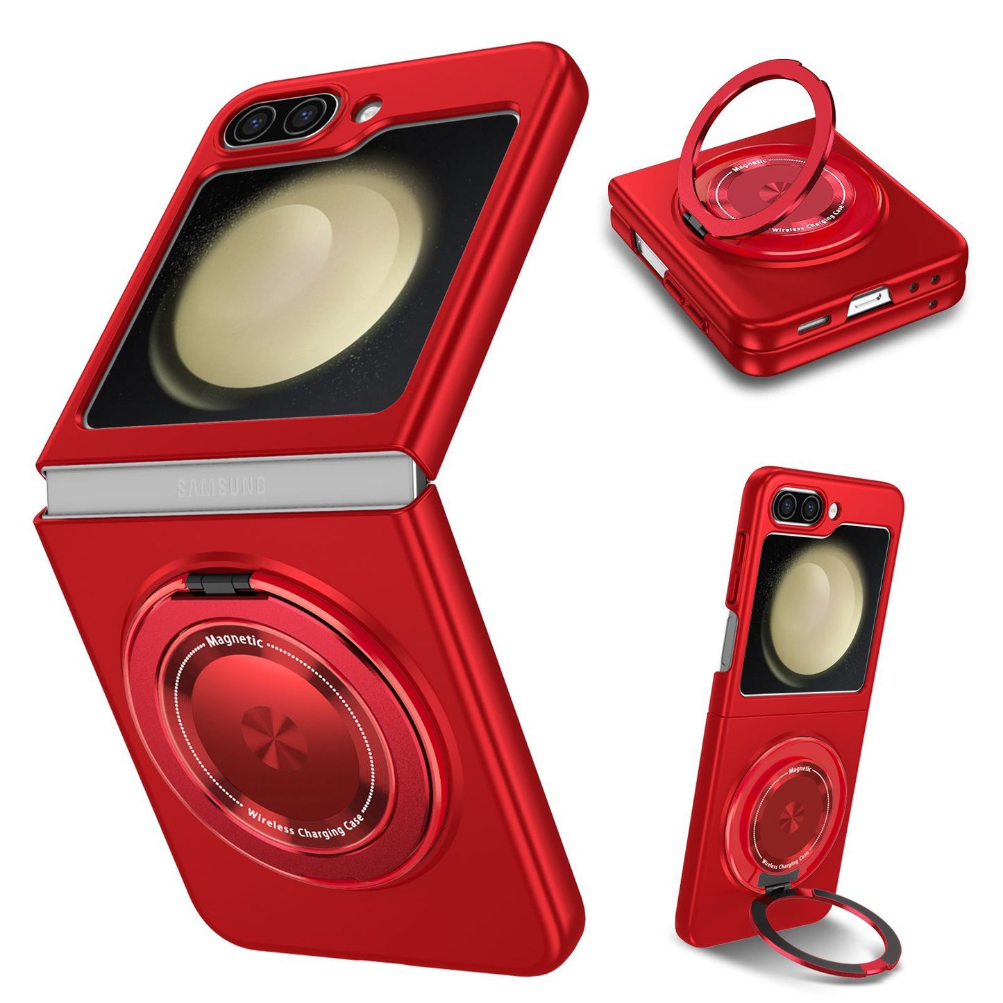 Strong Magnetic Suction Ring Holder Shell Case Cover for Samsung Flip Series