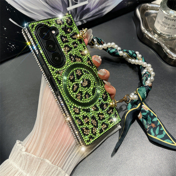 Diamond Leopard Print Case Cover for Samsung Fold Series