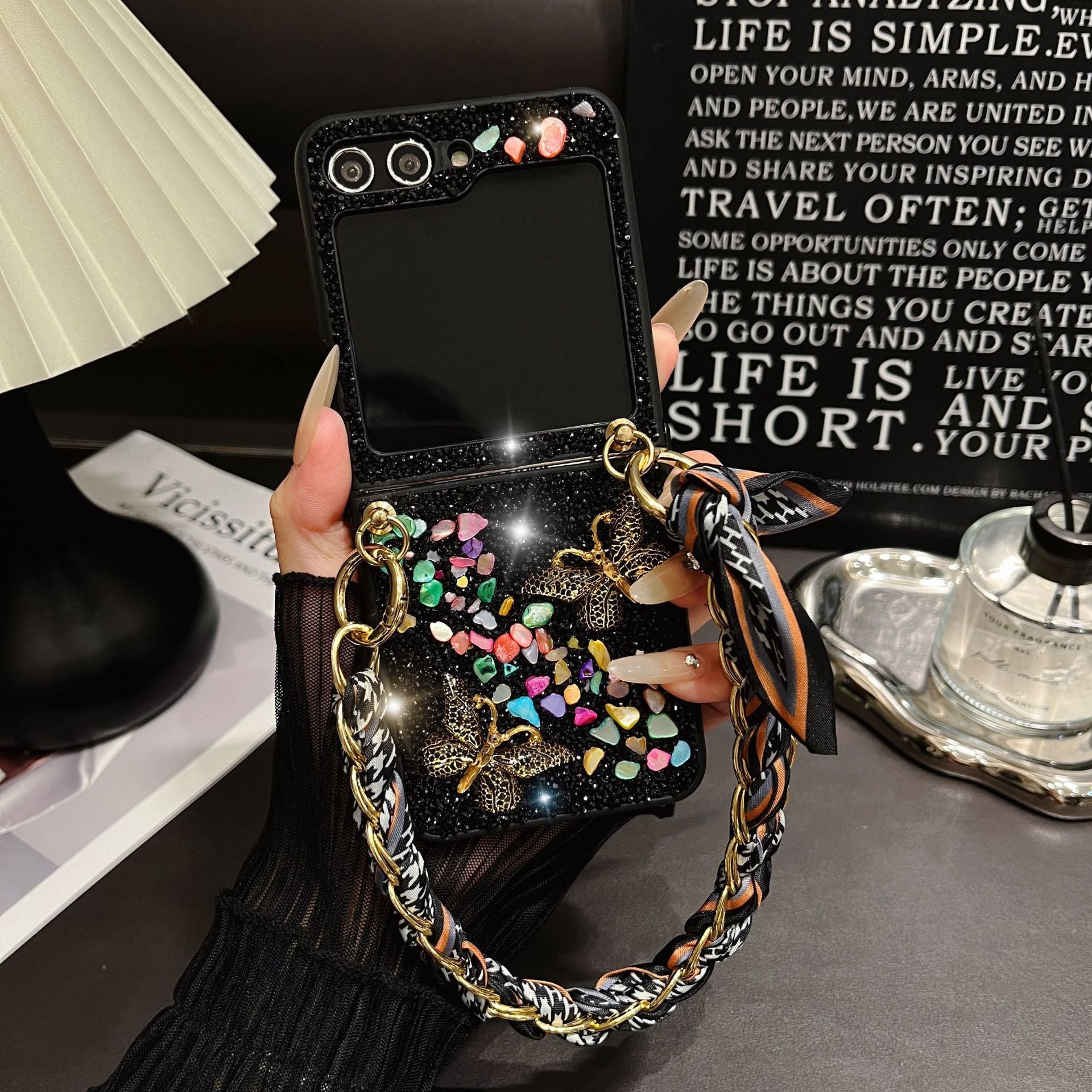 Rare Gemstone Decoration Case Cover for Samsung Flip Serie