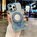 Equipped with Folding Stand and Make-up Mirror Glitter Case Cover for iPhone