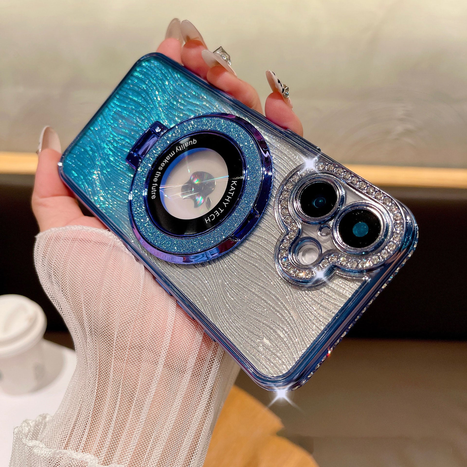 Dazzling Folding Bracket That Sparkles Case Cover for iPhone