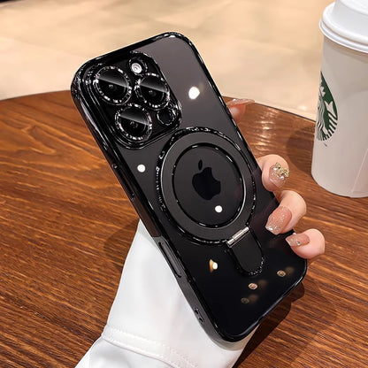 Electroplated Bezel Magnetic Folding Stand Case Cover for iPhone