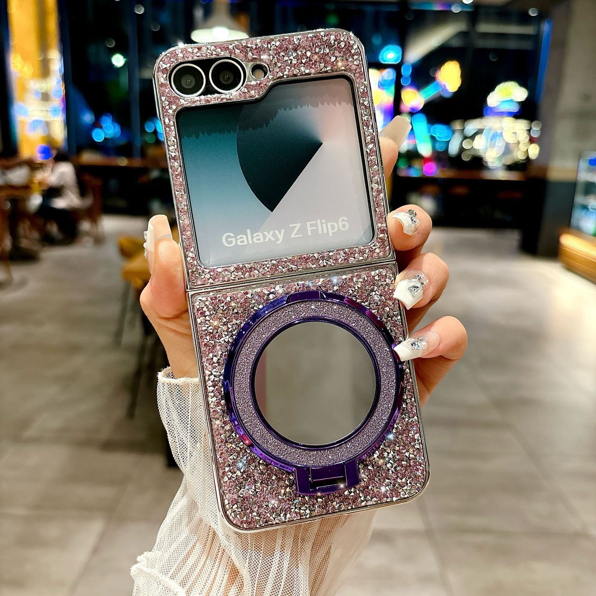 Folding Mirror Glitter Case Cover for Samsung Flip Series