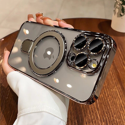 Electroplated Bezel Magnetic Folding Stand Case Cover for iPhone