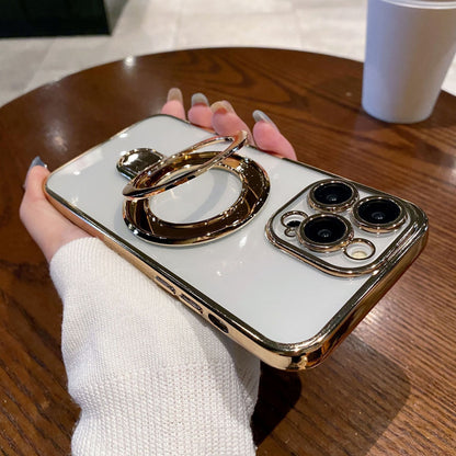 Electroplated Bezel Magnetic Folding Stand Case Cover for iPhone