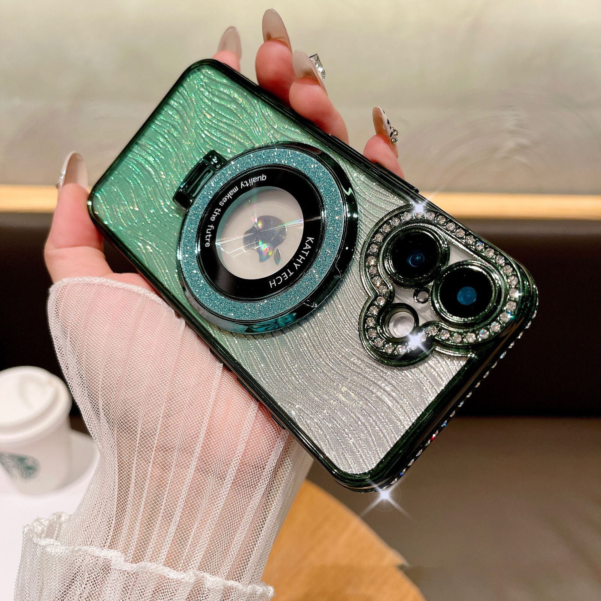 Dazzling Folding Bracket That Sparkles Case Cover for iPhone