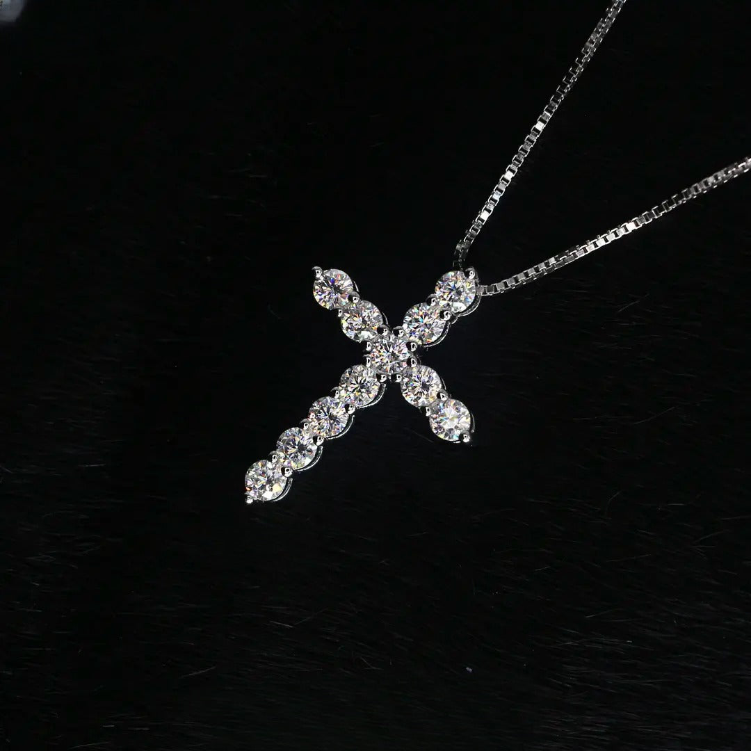 ✨🕊️ BLESSED BRILLIANCE - Moissanite Cross Necklace for Everyday Grace 🕊️✨