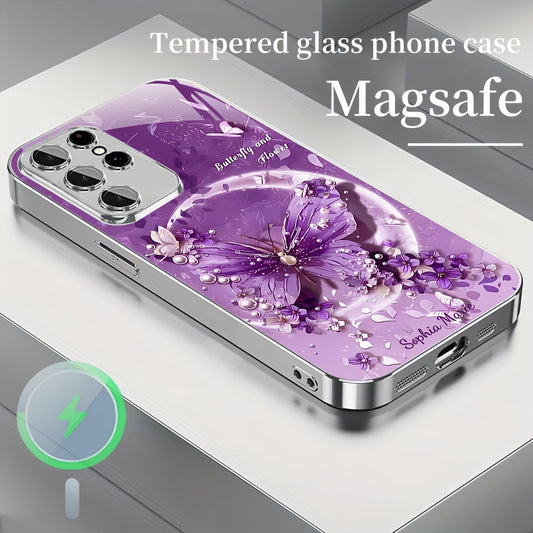 Watercolour Butterfly Tempered Glass Case Cover for Samsung S Series