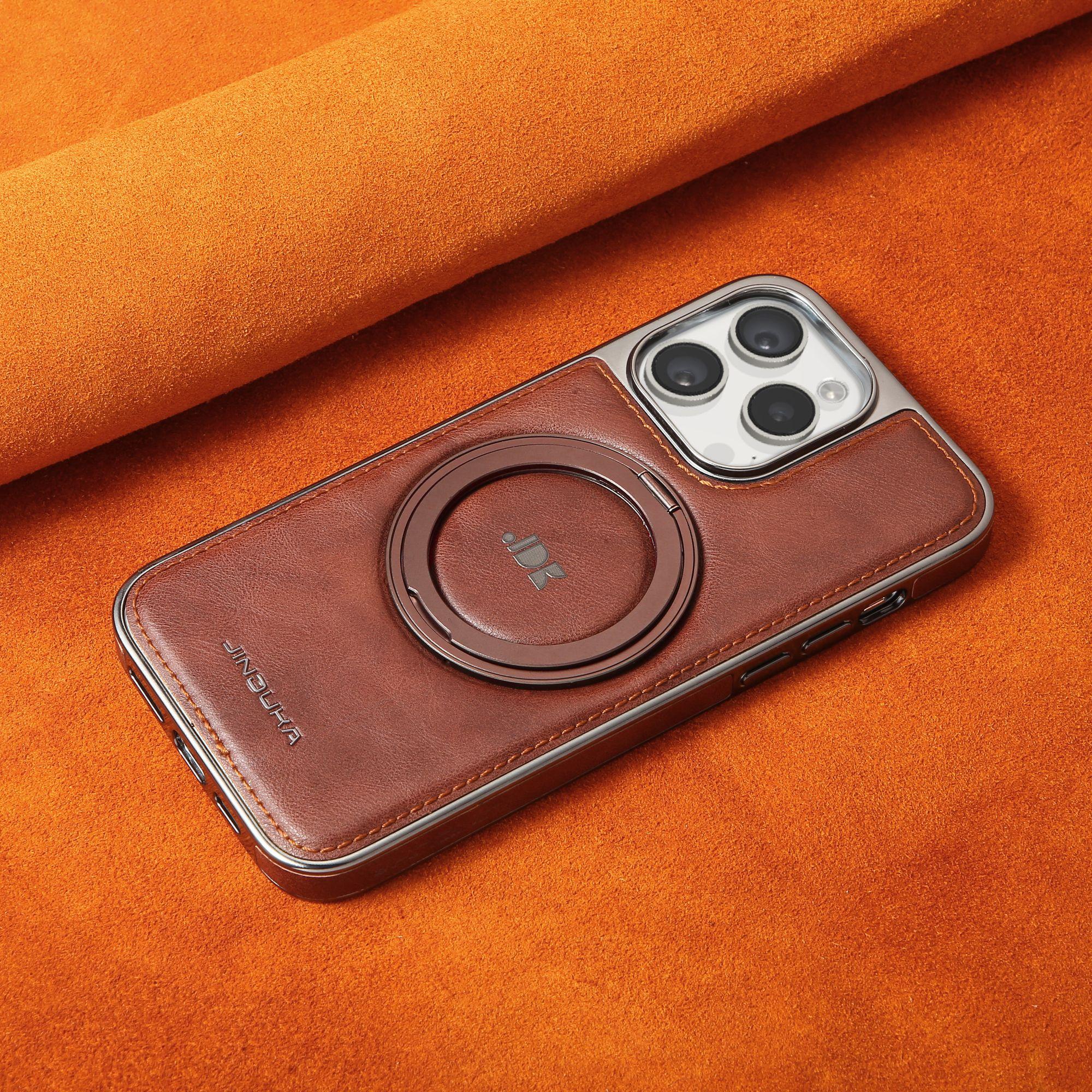 Luxury Leather Folding Metal Stand Case Cover for iPhone