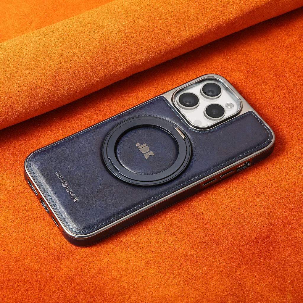 Luxury Leather Folding Metal Stand Case Cover for iPhone