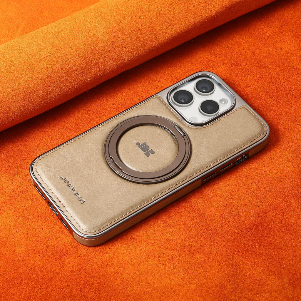 Luxury Leather Folding Metal Stand Case Cover for iPhone