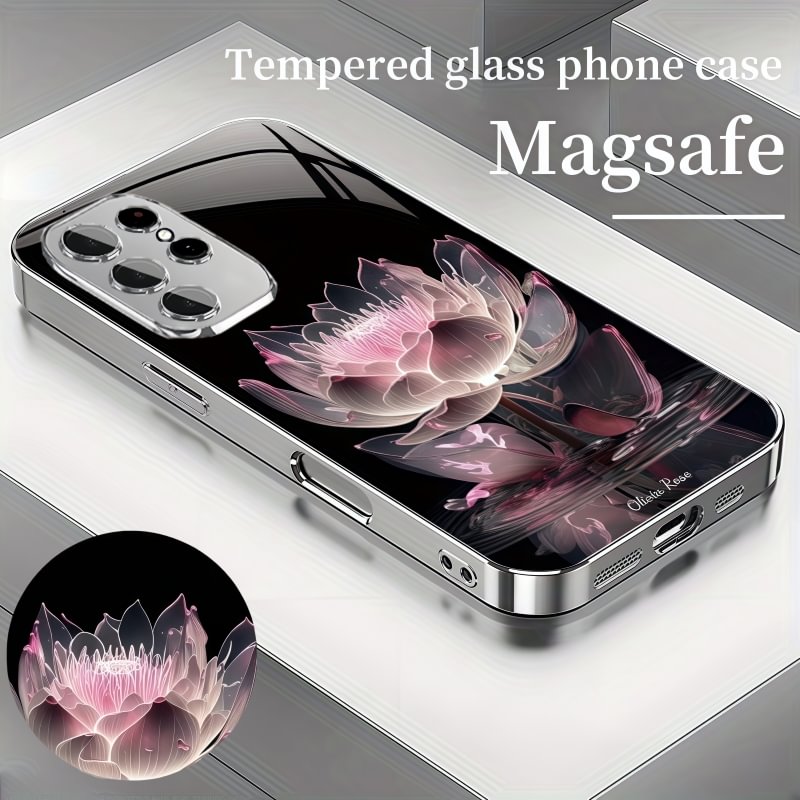 Snow Lotus Magsafe Tempered Glass Case Cover for Samsung S Series