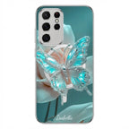 Crystal Butterfly Magnetic Tempered Glass Case Cover for Samsung S Series