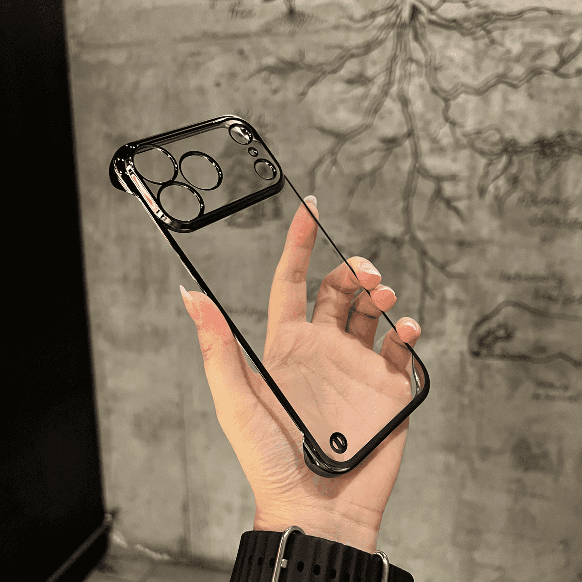 Transparent Semi-Covered Electroplated Slim Case Cover for iPhone