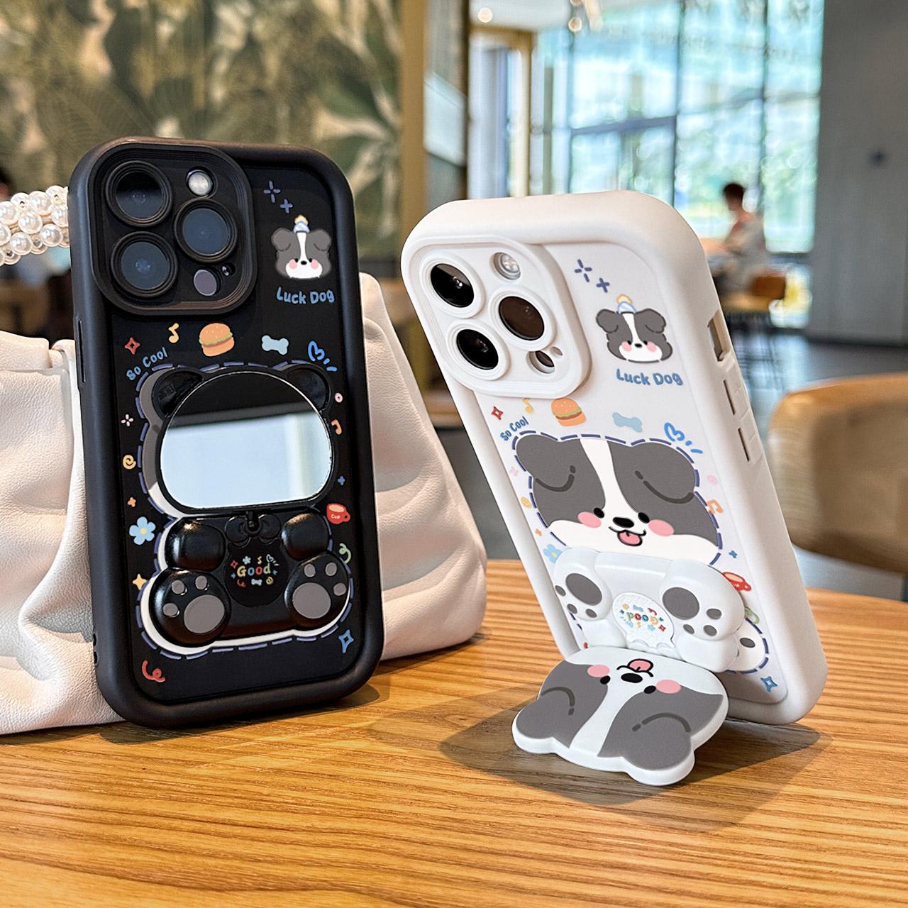 Folding Puppy Stand Case Cover for iPhone