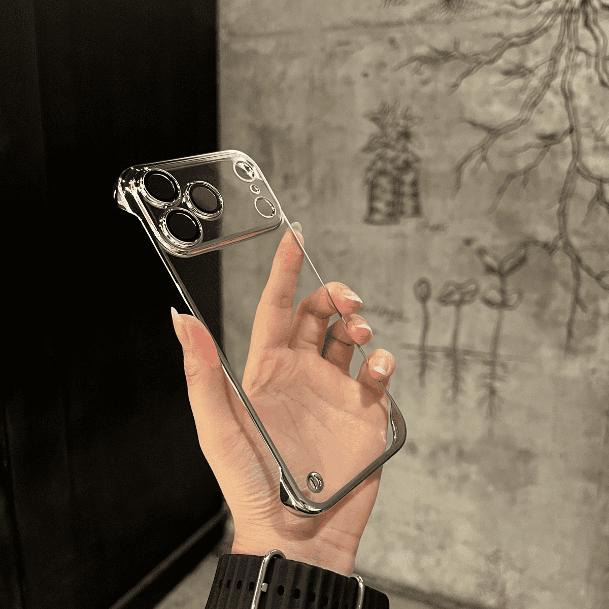 Transparent Semi-Covered Electroplated Slim Case Cover for iPhone