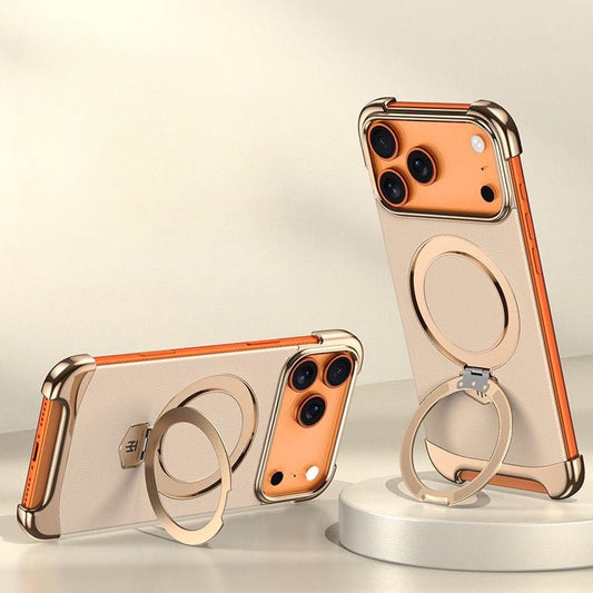 Electroplated Frame Leather Back Panel Metal Frame Case for iPhone - Buy 2: FREE SHIPPING🛫 & 40% OFF 2nd🔥