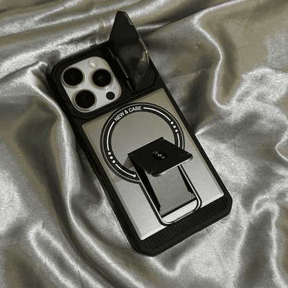 Hidden Dual-Bracket Cover-Style Folding Lens Protective Case for iPhone