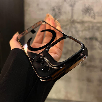 Semi-transparent metal lens folding frame protective Case for iPhone