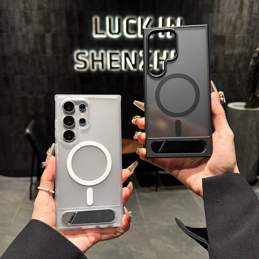 Frosted Texture Compact Folding Stand Case Cover for Samsung S Series