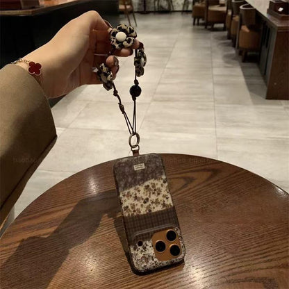 Patchwork Brown Camellia Pattern Case for iPhone - Buy 2: FREE SHIPPING🛫 & 40% OFF 2nd🔥