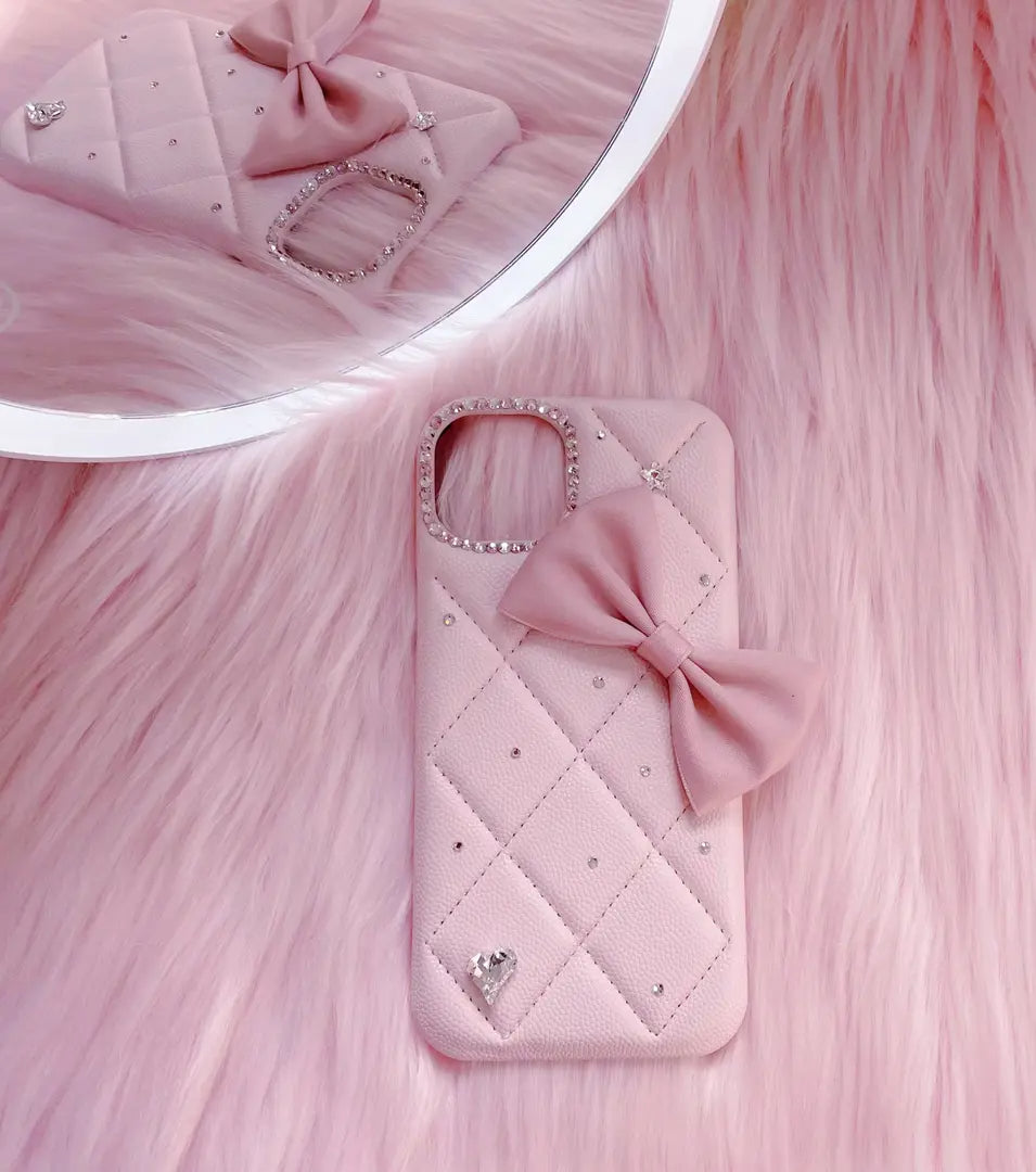 Pink leather mirror Case Cover for iPhone