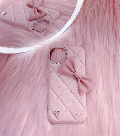 Pink leather mirror Case Cover for iPhone