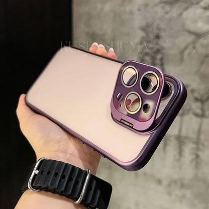 Matte Back Panel Folding Lens Holder Case Cover for iPhone