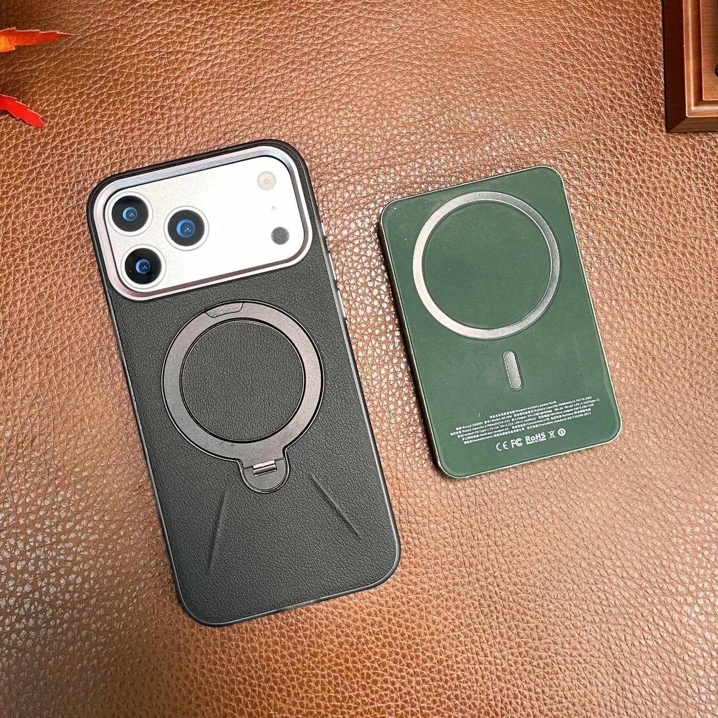 Leather-textured Metal Folding Swivel Stand Case for iPhone - Buy 2: FREE SHIPPING🛫 & 40% OFF 2nd🔥