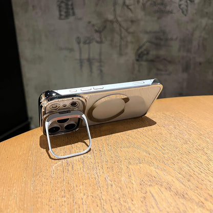 Semi-transparent metal lens folding frame protective Case for iPhone