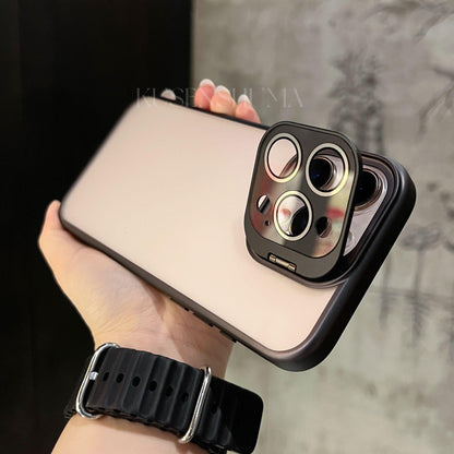 Matte Back Panel Folding Lens Holder Case Cover for iPhone