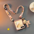 Cute Pink Rabbit Case Cover for Samsung Flip Serie with Lanyard and Wrist Strap- Buy 2: FREE SHIPPING🛫 & 40% OFF 2nd🔥