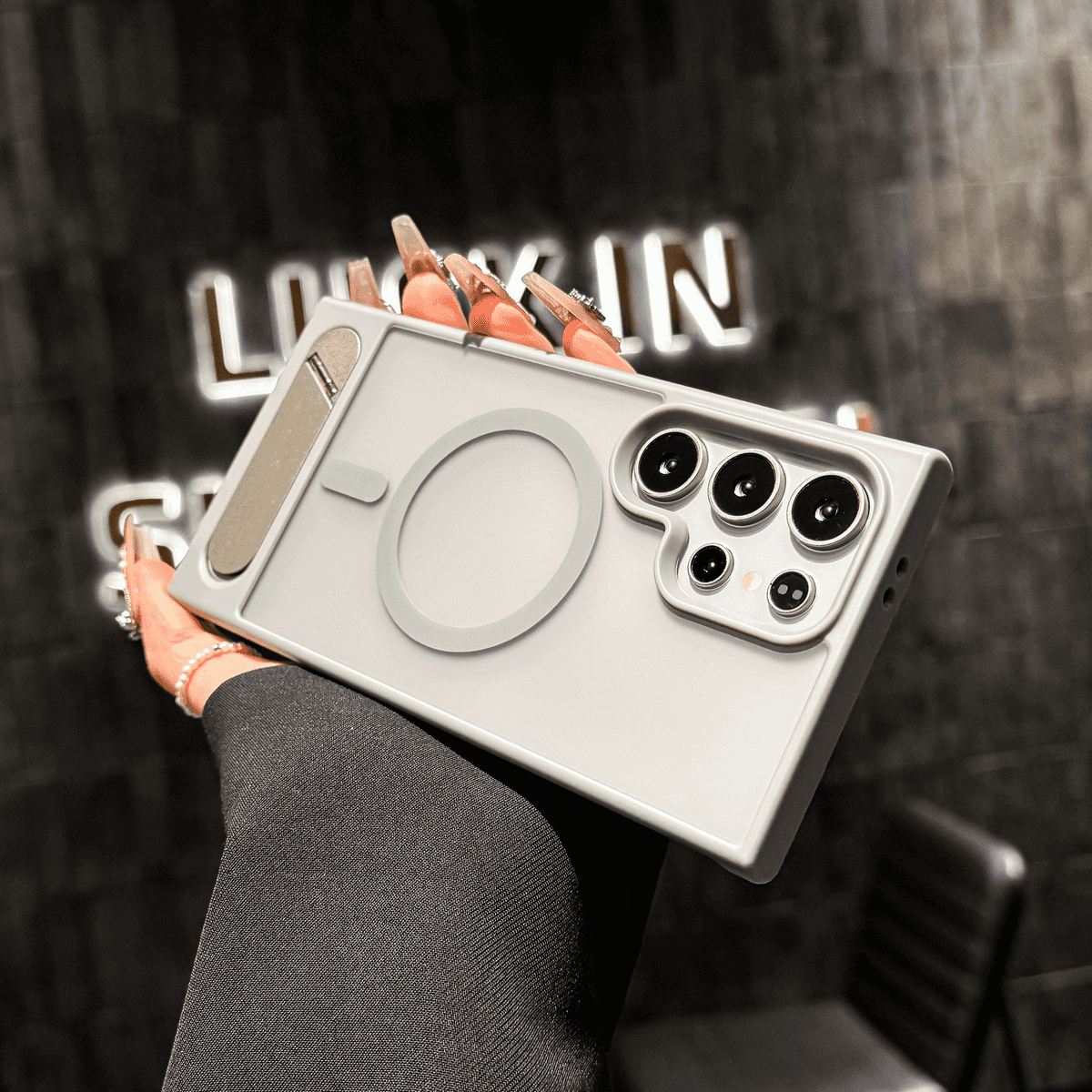 Frosted Texture Compact Folding Stand Case Cover for Samsung S Series