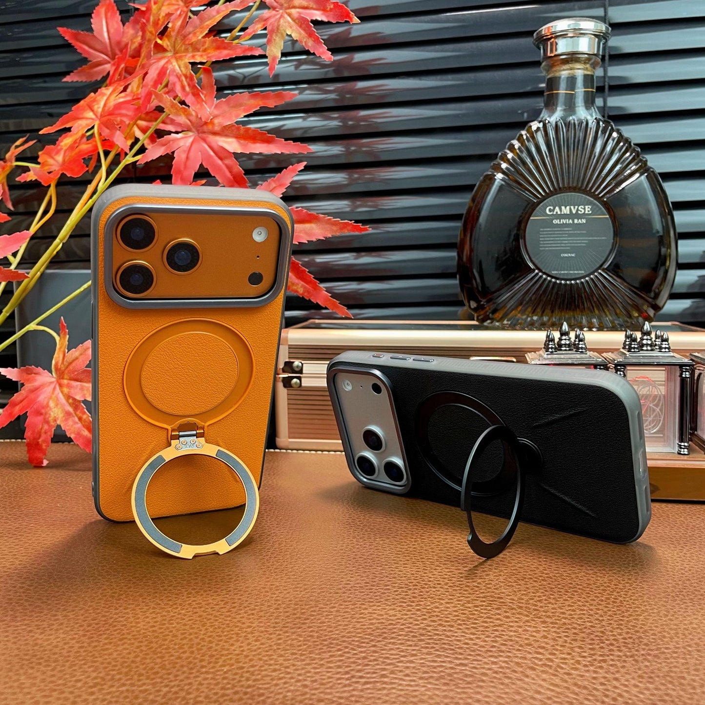 Leather-textured Metal Folding Swivel Stand Case for iPhone - Buy 2: FREE SHIPPING🛫 & 40% OFF 2nd🔥